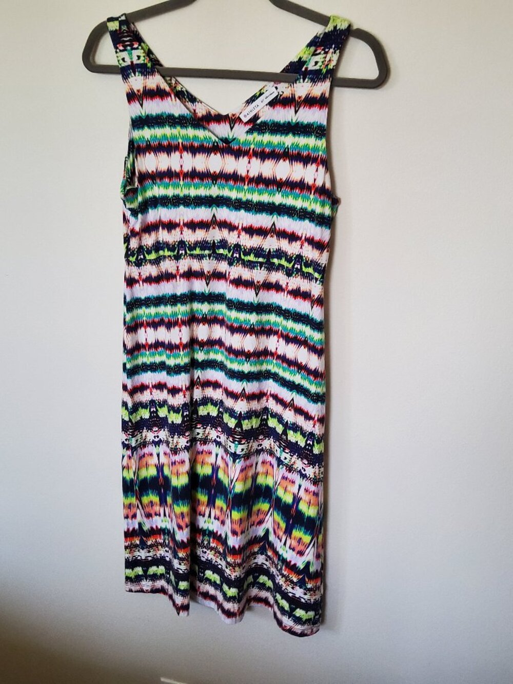 Athleta Santorini dress vibrant Ikat print size MT